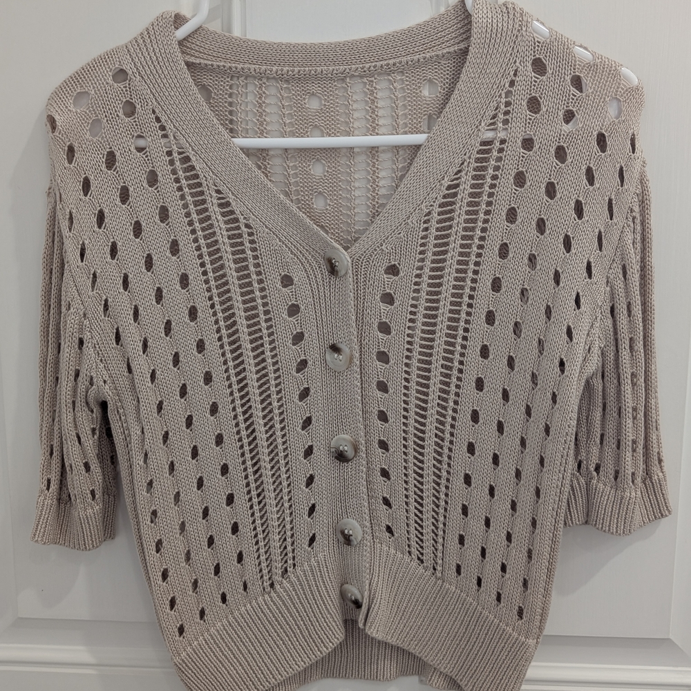 Source Unknown Beige Knit Cardigan
